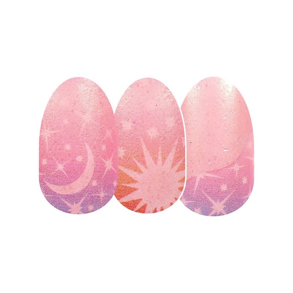 Color Street Star Crossed Sun Moon Stars Pink Orange Blue Nail Polish Strips